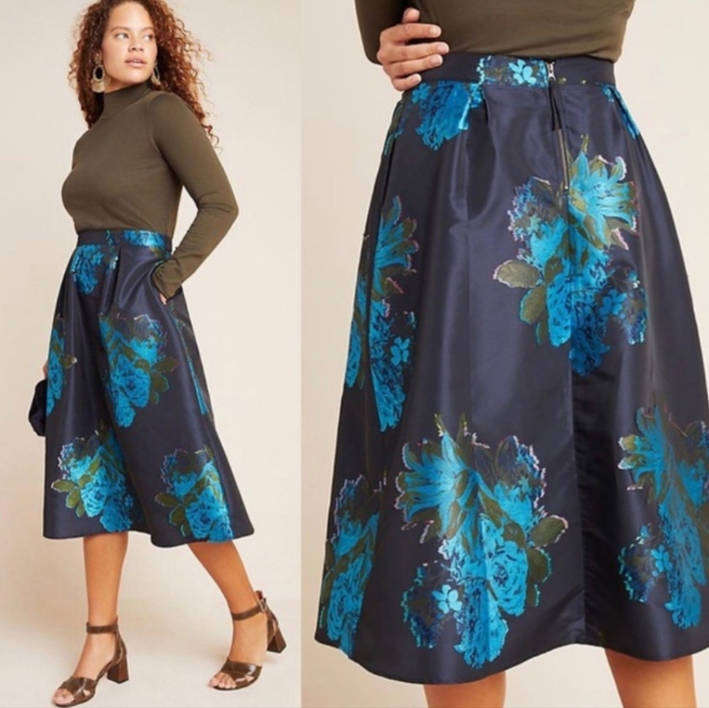 Anthropologie Maeve Ronette Jacquard Midi Skirt - Picture 2 of 11